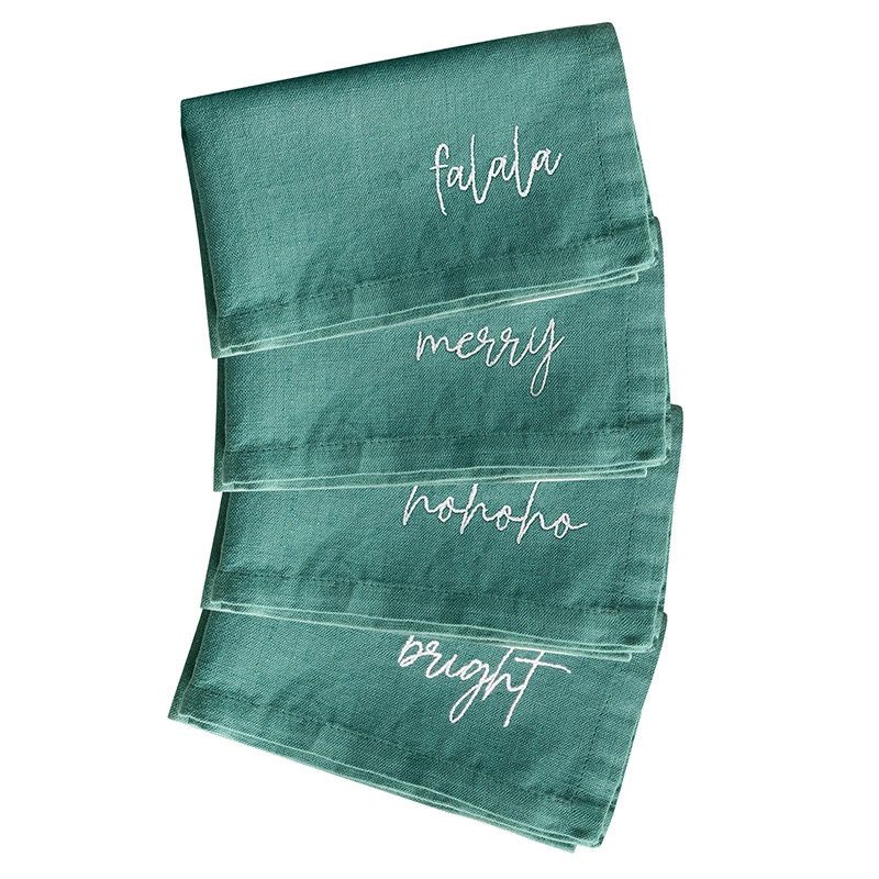 Face to Face Embroidered Cotton Napkins - Gather - Set of 4