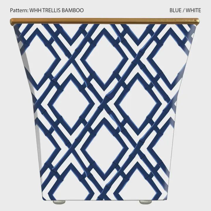 Whh Bamboo Trellis Cachepot Candle Blue Spa