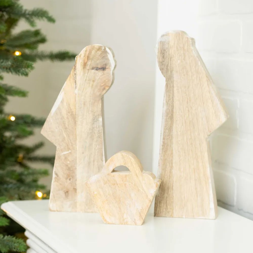 Mango Cut Out Nativity Scene; Set of Three Mango Cut Out Nativity Scene; Set of Three
