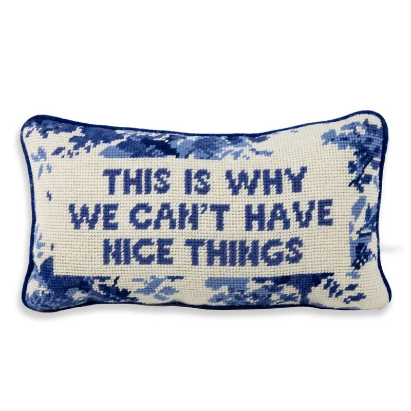 "Nice Things" Needlepoint Pillow; 8" x 14";