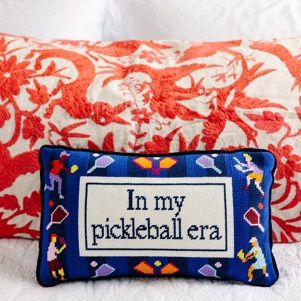 "In My Pickelball Era" Needlepoint Pillow; 9" x 25"