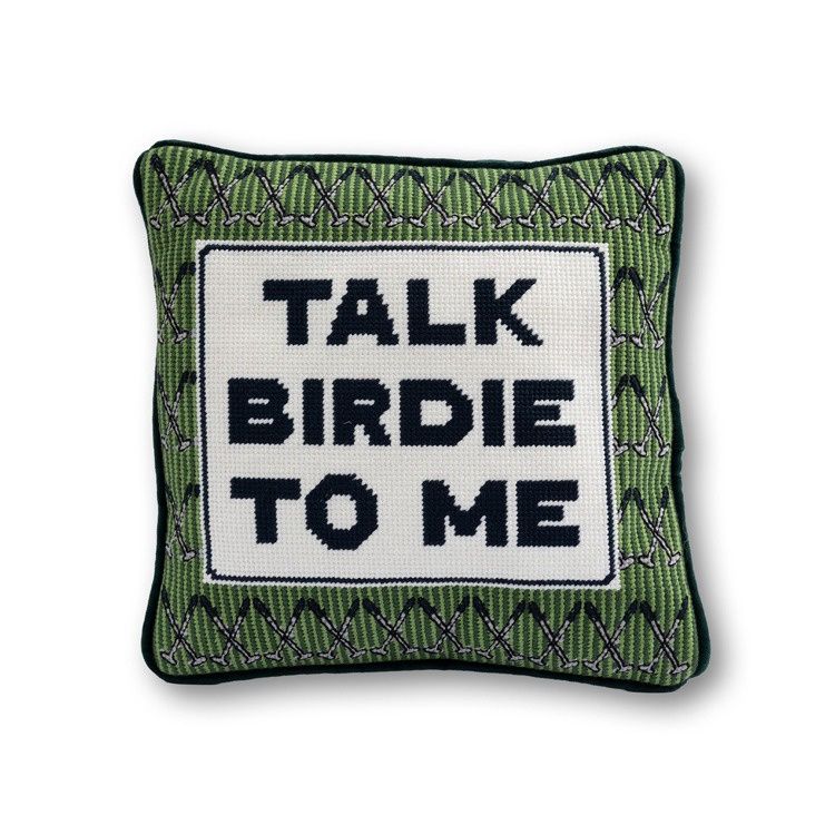 "Talke Birdie To Me" Needlepoint Pillow; 11" x 11"