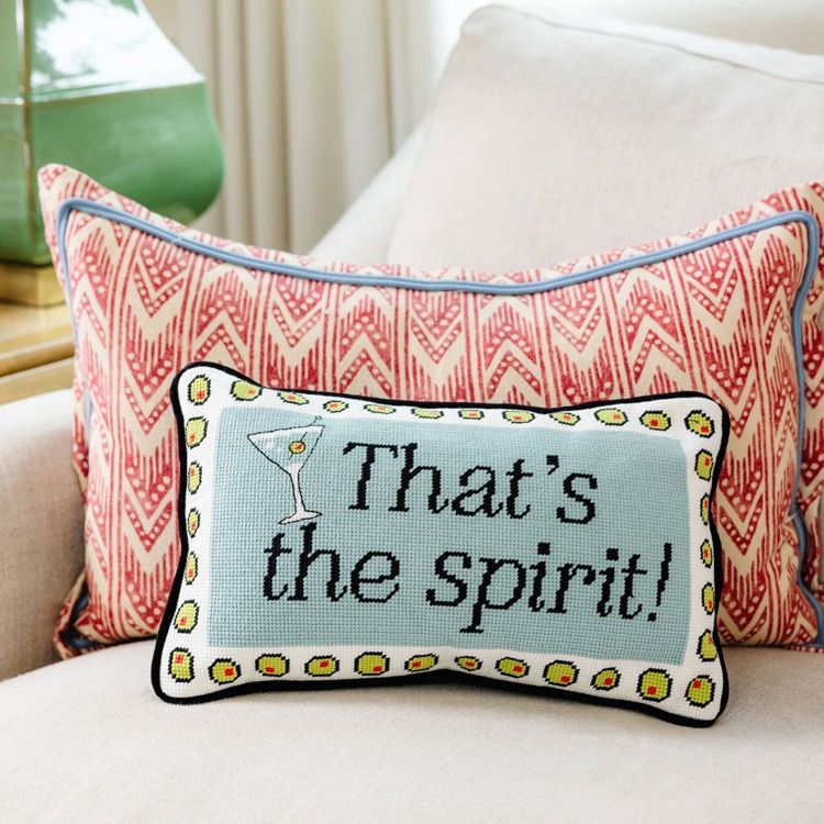 "That's The Spirit" Needlepoint Pillow; 9" x 15"