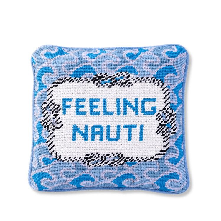 "Feeling Nauti" Needlepoint Pillow; 11" x 11"