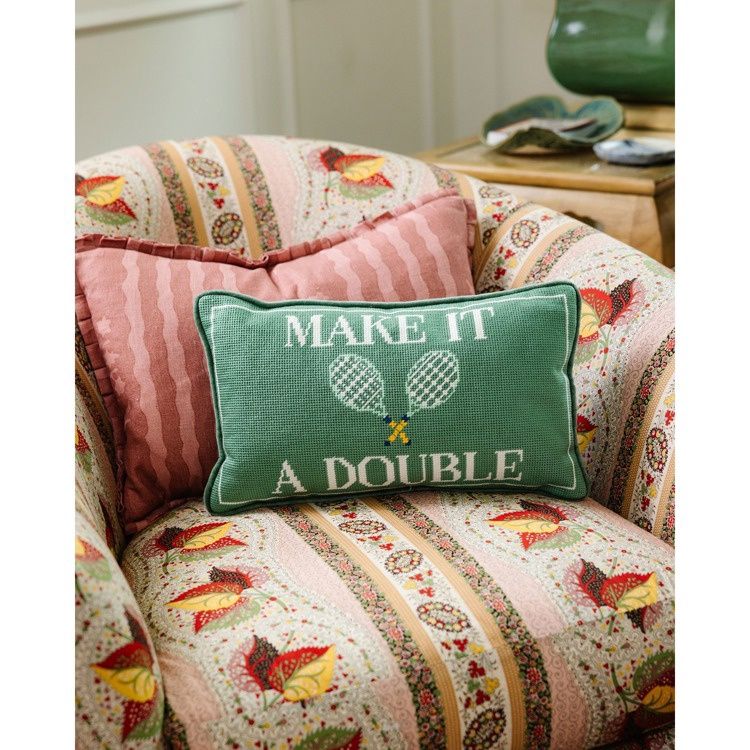 "Make It A Double" Needlepoint Pillow; 9" x 14"