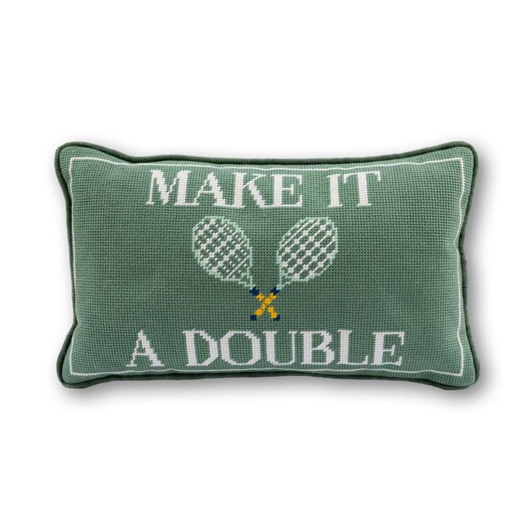 "Make It A Double" Needlepoint Pillow; 9" x 14"