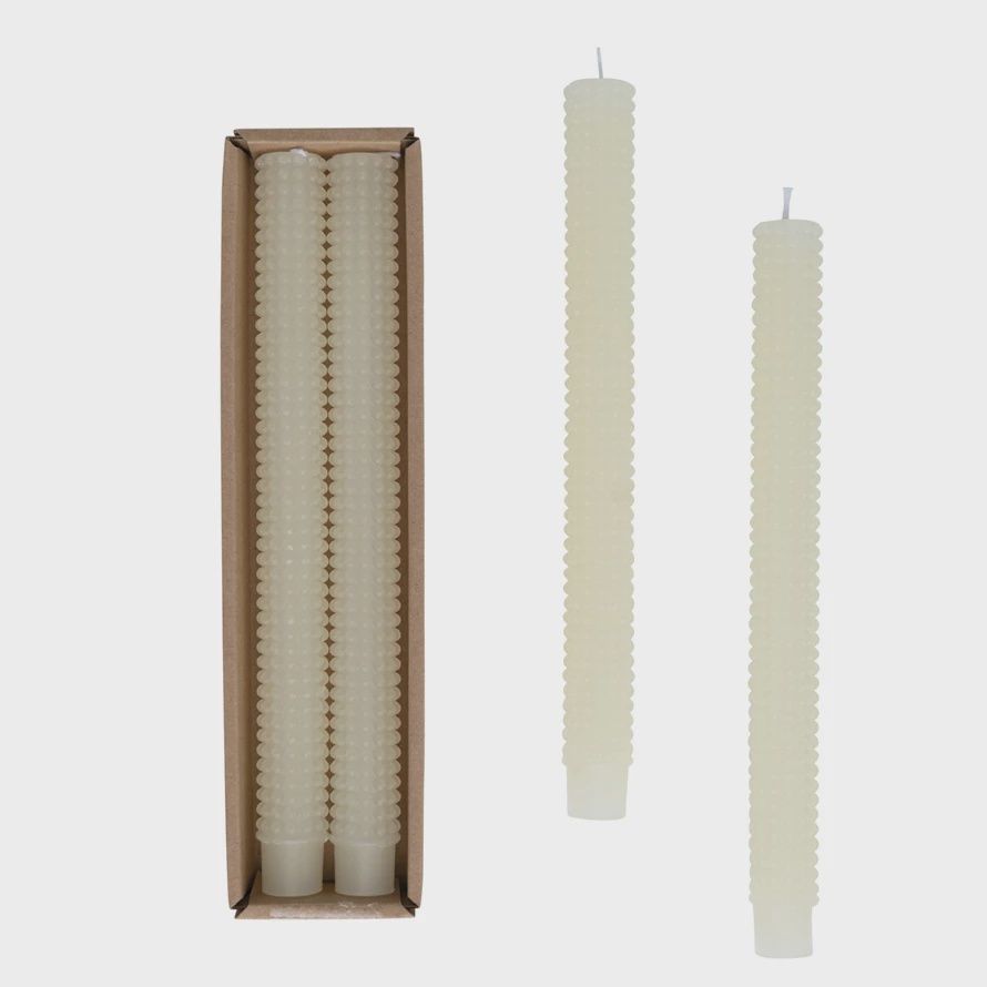 Unscented Hobnail Taper Candles in Box Unscented Hobnail Taper Candles in Box