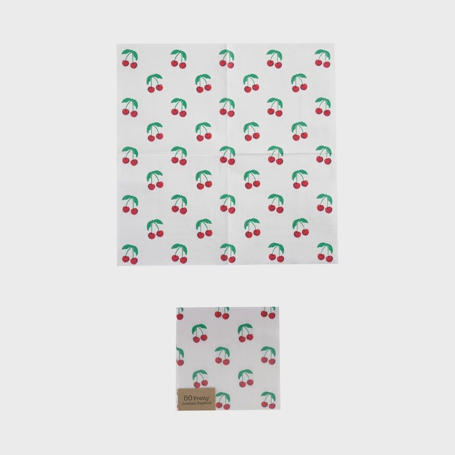 Paper Cocktail Napkins with Cherries