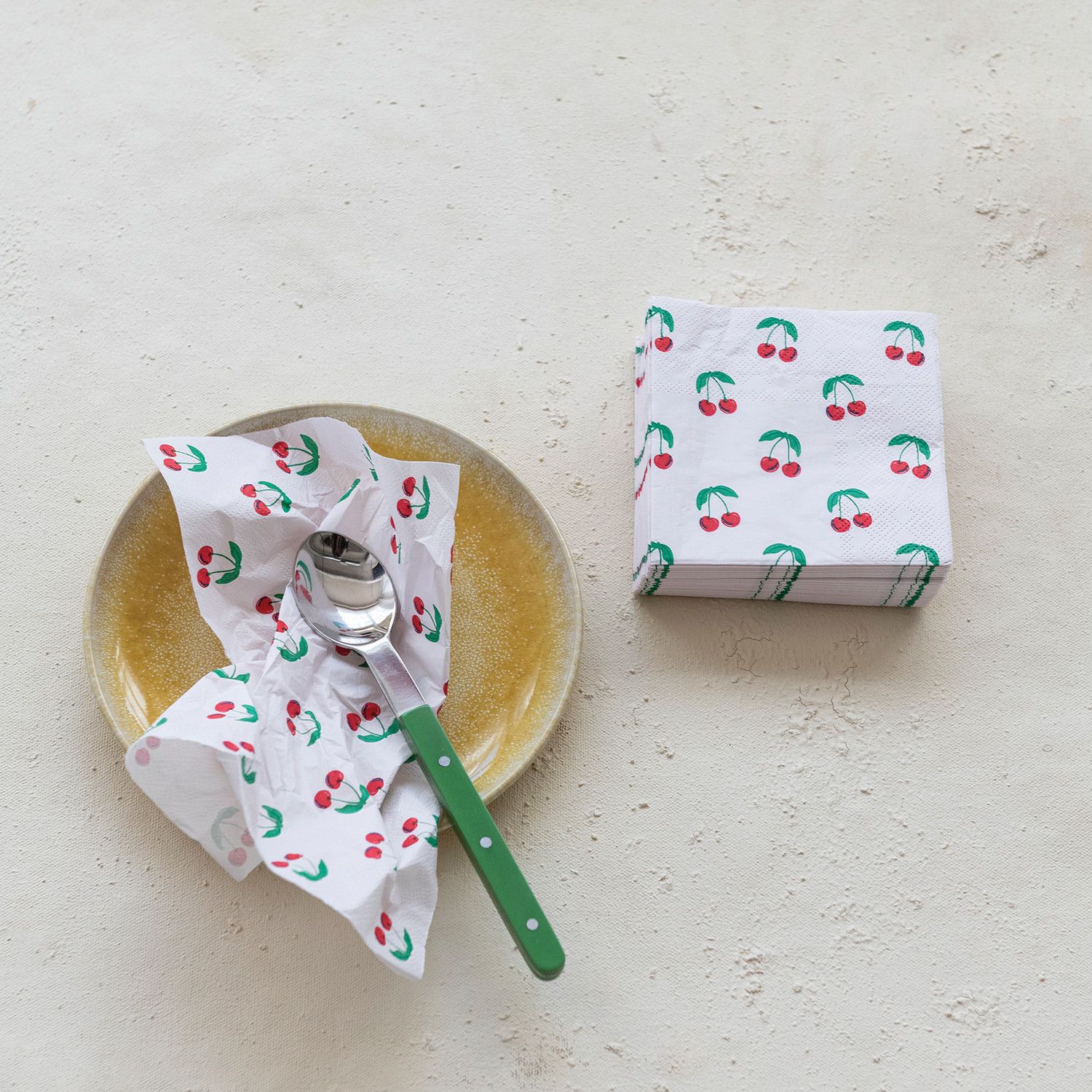 Paper Cocktail Napkins with Cherries