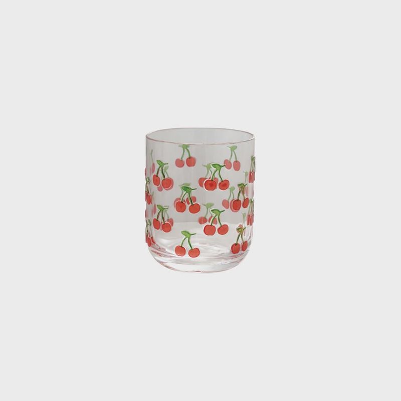 Set of Four Acrylic Drinking Glass with Cherries