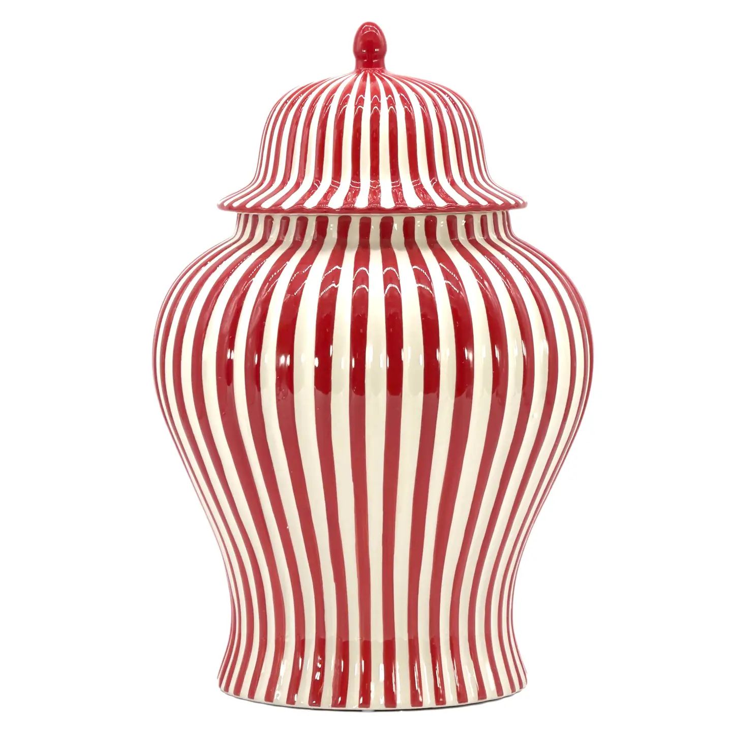 Candy Cane Striped Ginger Jar; 18 Candy Cane Striped Ginger Jar; 18"