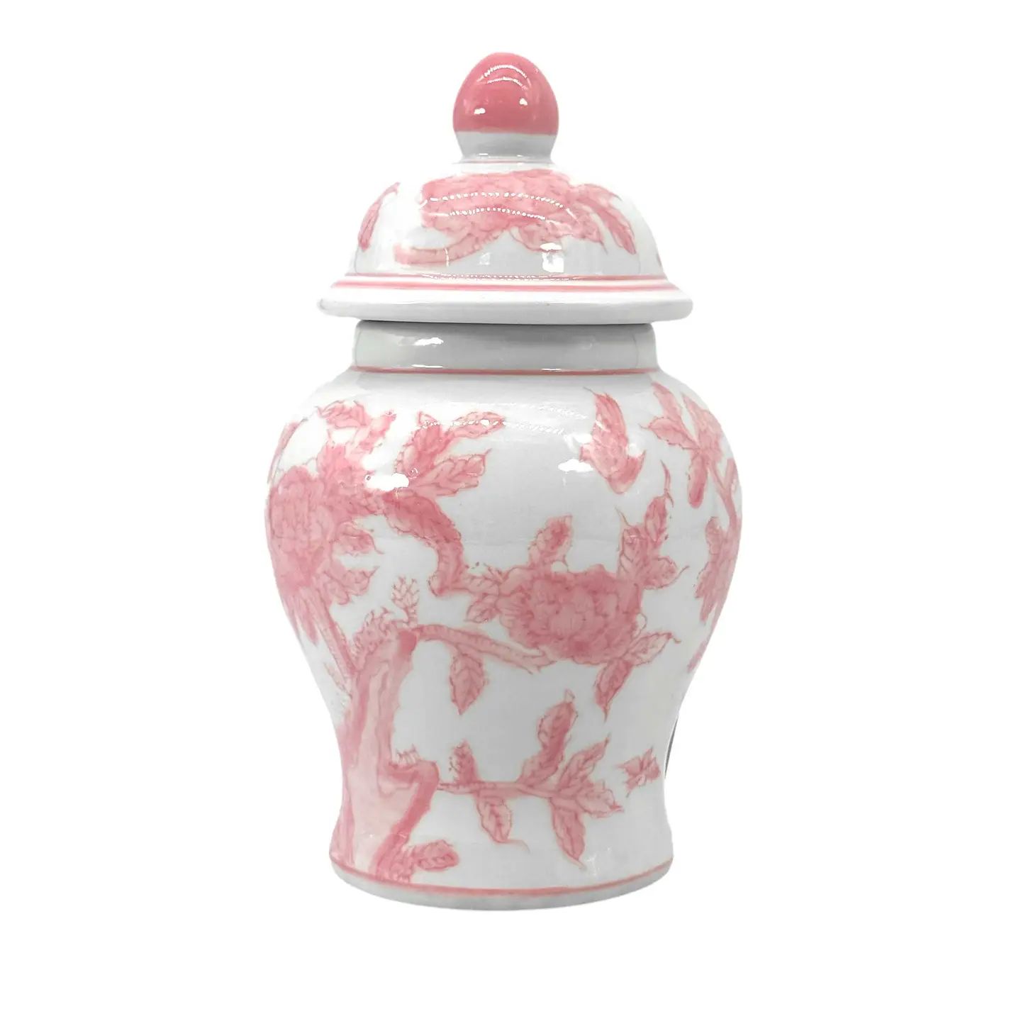 Small Chinoiserie Ceramic Ginger Jar; 8"