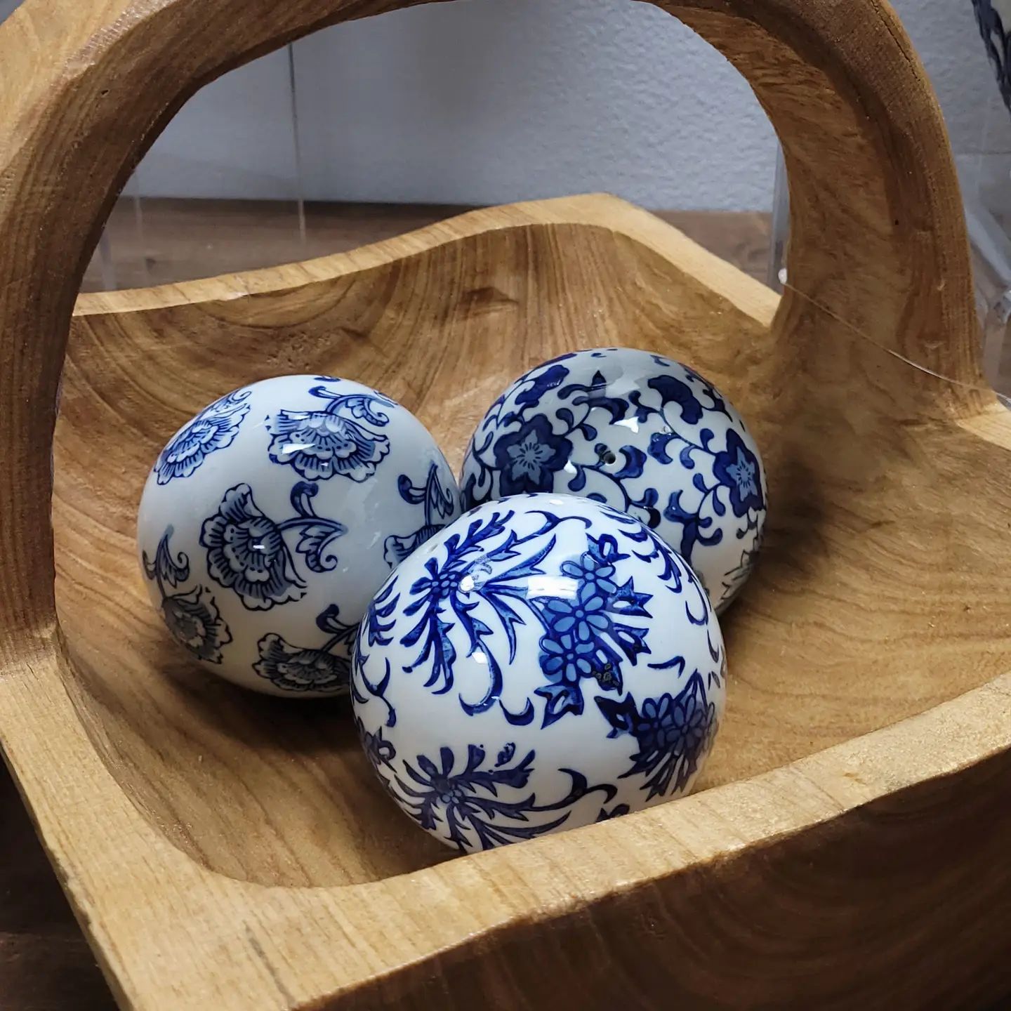 Vase Filler Balls; Set of Three; Blue and White