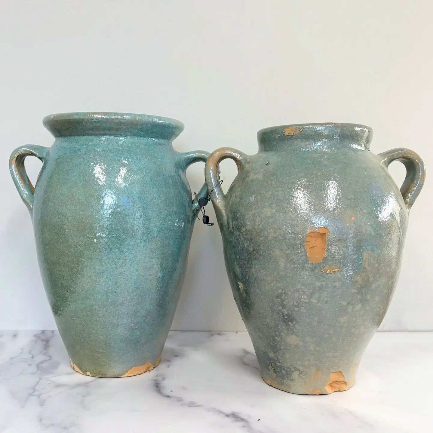 Ceramic Vase; Blue/Green; Vintage Inspired