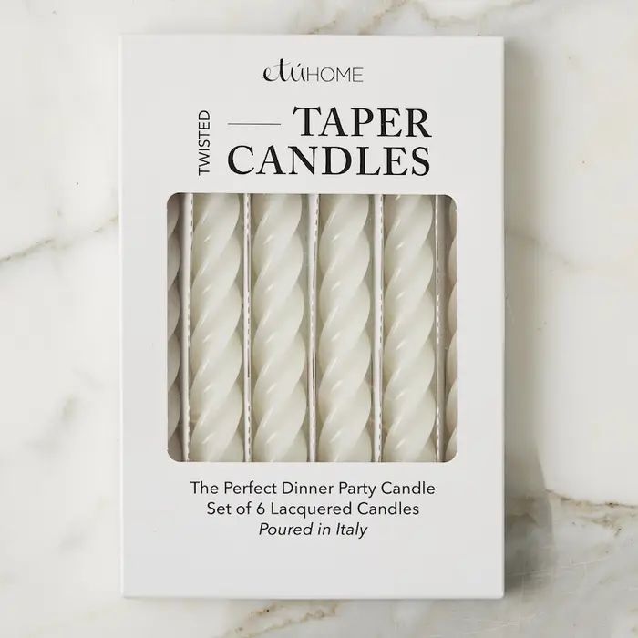Twisted Taper Candles; Set of Six; White