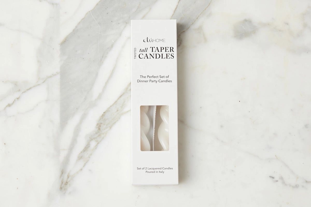 Twisted Taper Candles; Set of Two 12"; White