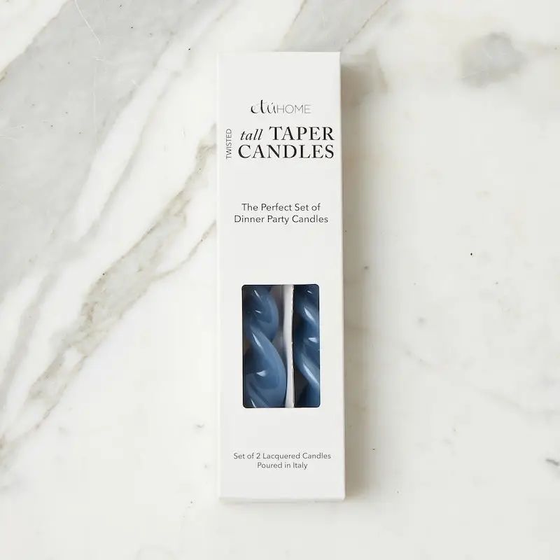 Twisted Taper Candles; Set of Two 12"; Denim