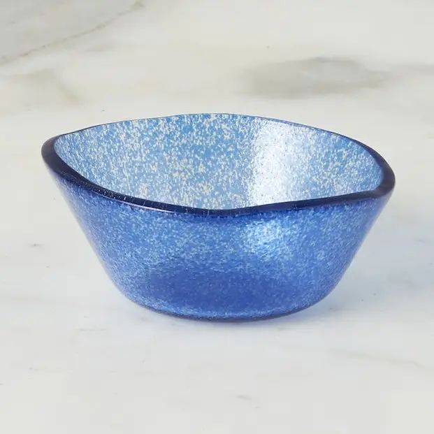 Glass Round Bowl; Navy /Blue