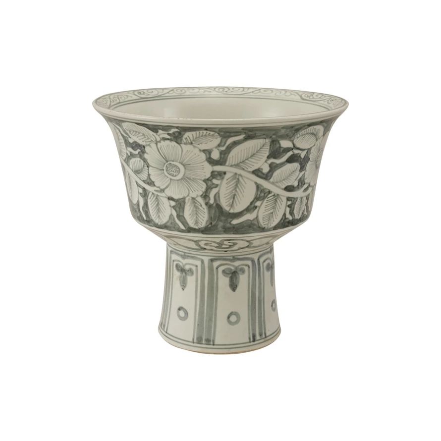 Hand Painted Stoneware Footed Planter Hand Painted Stoneware Footed Planter