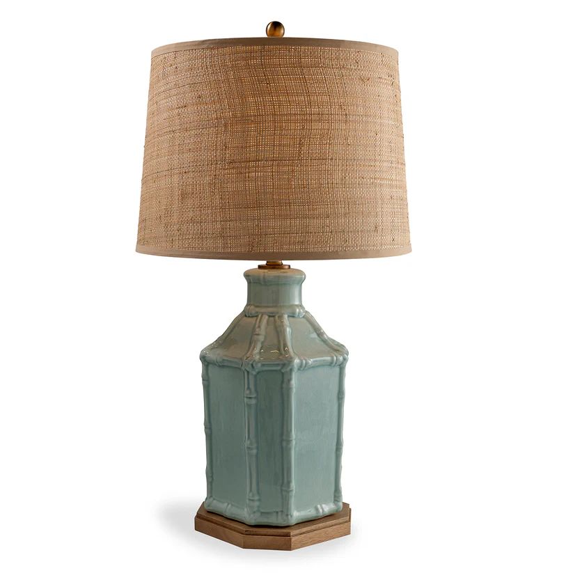 Chinoiseire Celadon Lamp; W/Shade 31"