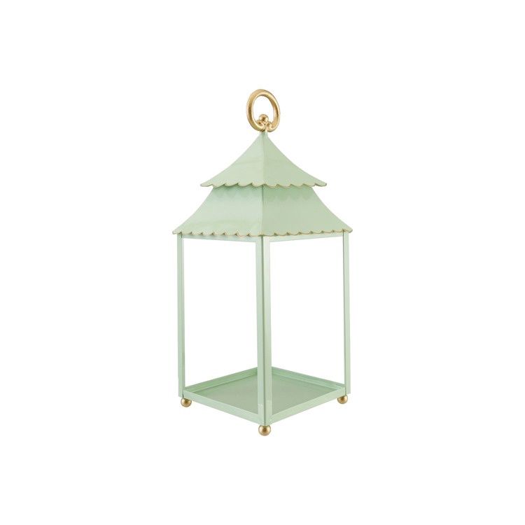 Metal Scalloped Lantern, Mint Metal Scalloped Lantern, Mint