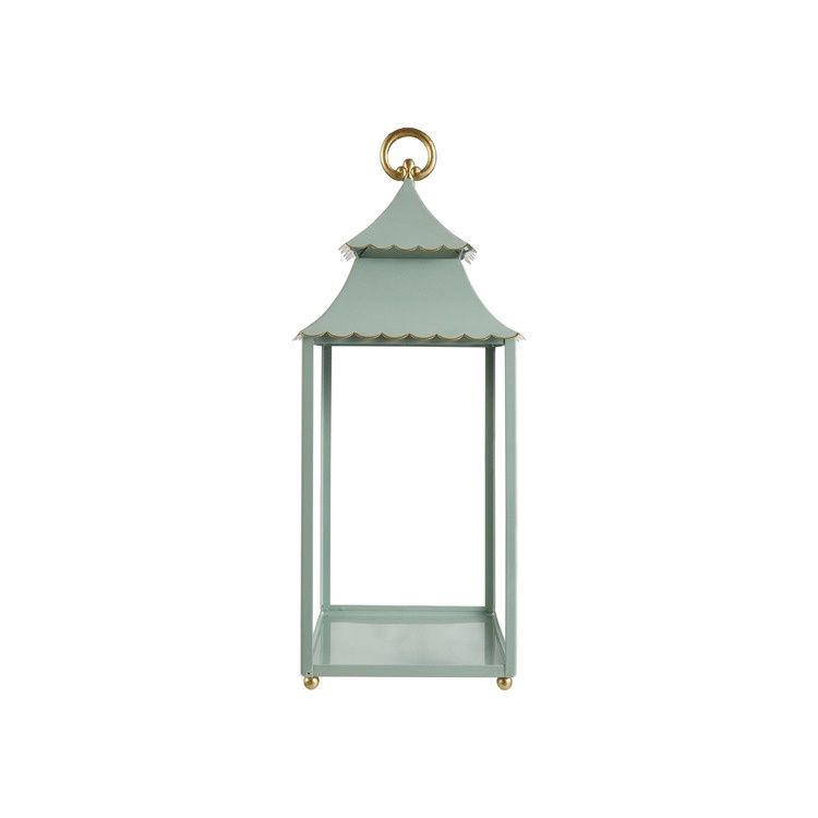Metal Scalloped Lantern, Mint, Large