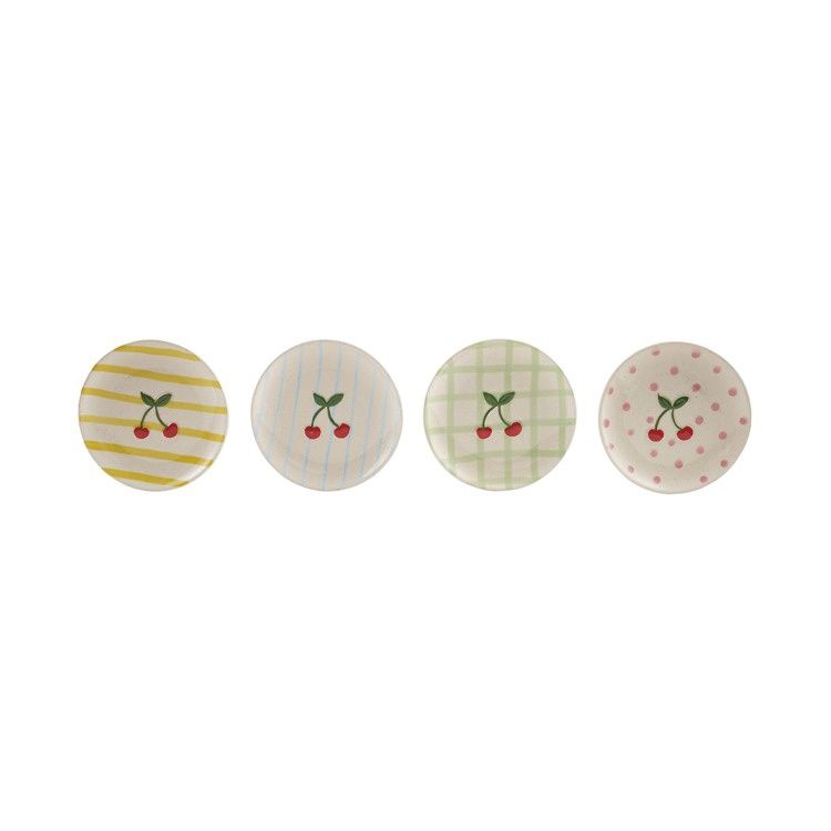 Hand-Painted Stoneware Plate W Pattern, Cherry