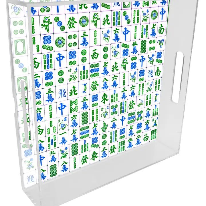 Blue and Green Mahjon Lucite Serving Tray; 6" x 6"