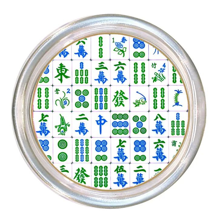Blue and Green Mahjong Coaster; 5"