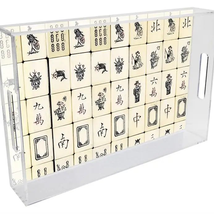 Antique Tile Mahjong Lucite Tray; 8.5" x 11"