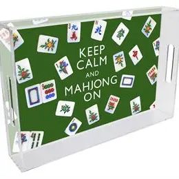 Keep Calm and Mahjong On Lucite Tray; 8.5"x 11"