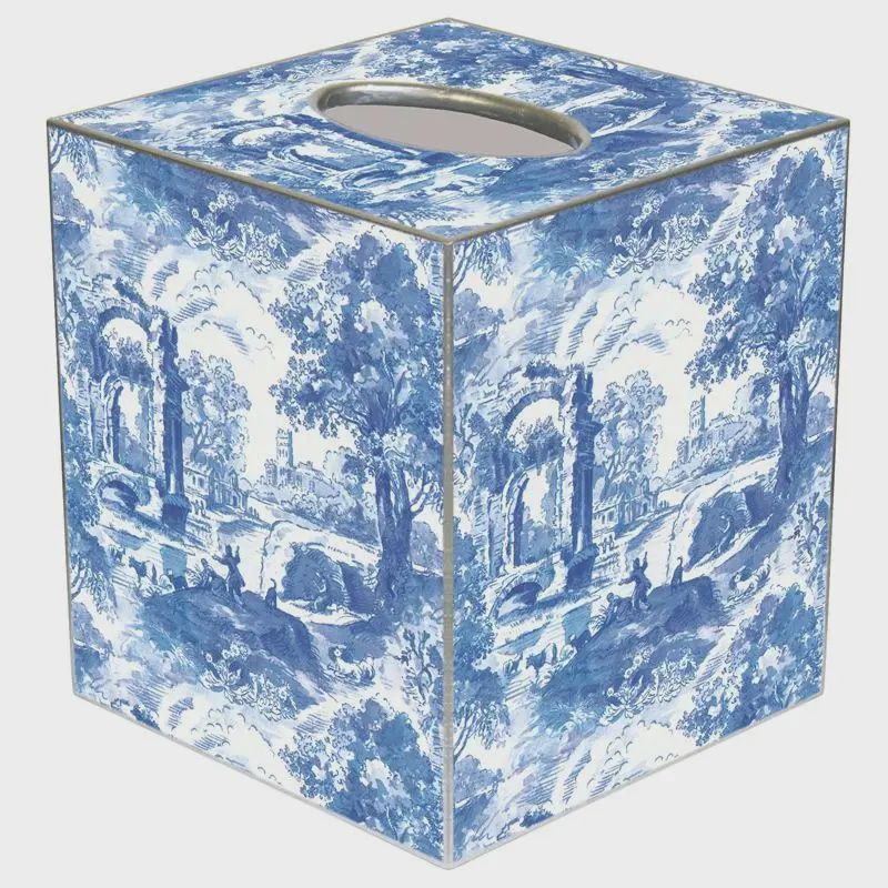 Blue Italian Toile Tissue Box Cover