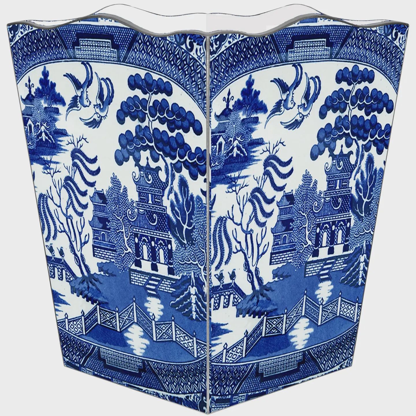 Blue Willow Wastepaper Basket