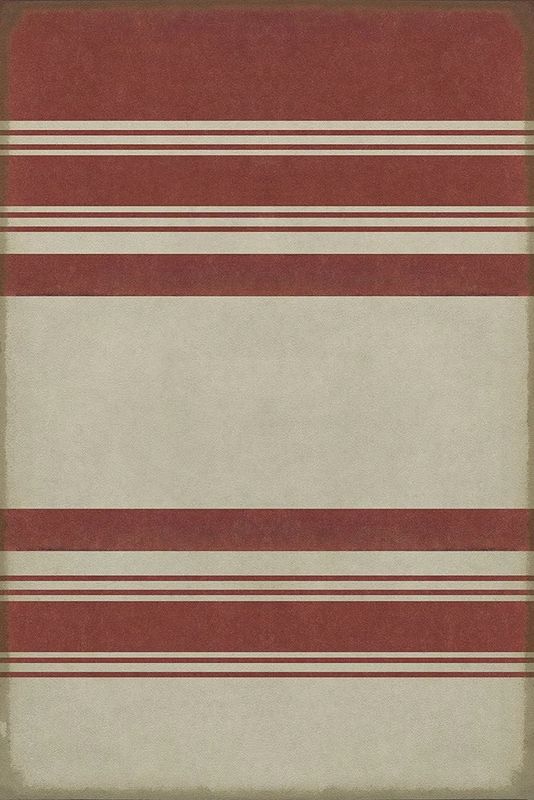 Red and White Vinyl Rug; 20" x 30"