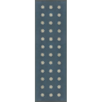 "Kibbutz" Blue Vinyl Runner; 36" x 115"