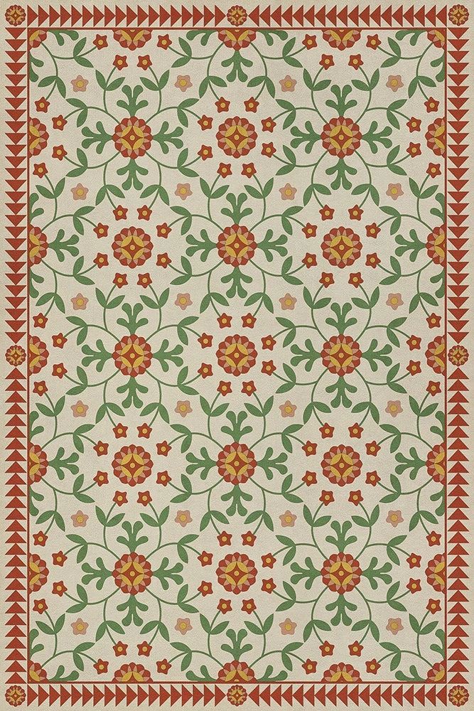 "Contemplation" Rose; Folk Art Vinyl Rug; 20" x 30"