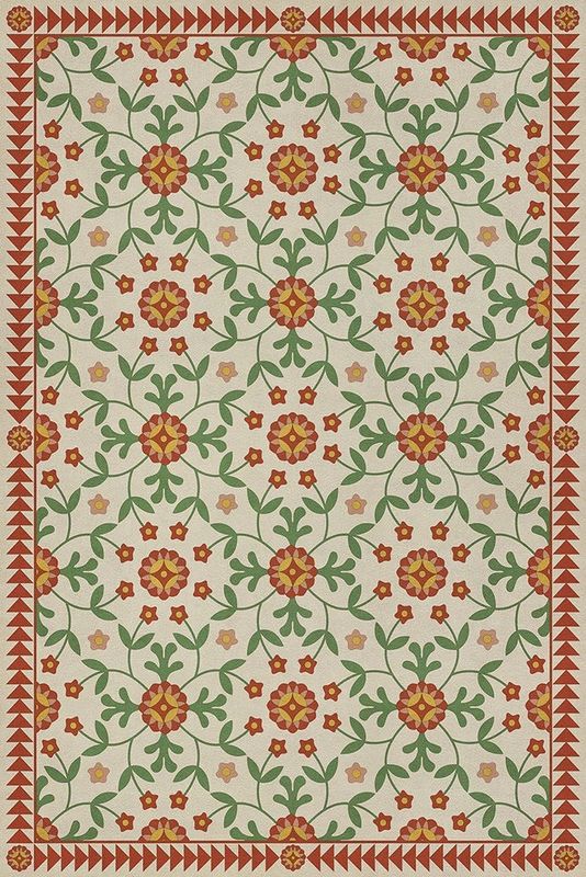 "Contemplation" Rose; Folk Art Vinyl Rug; 20" x 30"