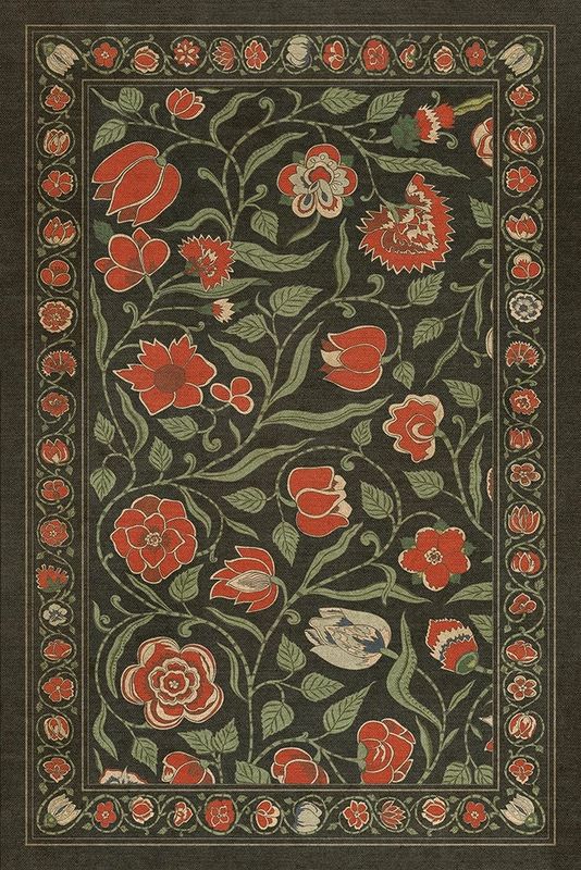 "Antique Floral" Williamsburg Vinyl Rug; 24" x 36"