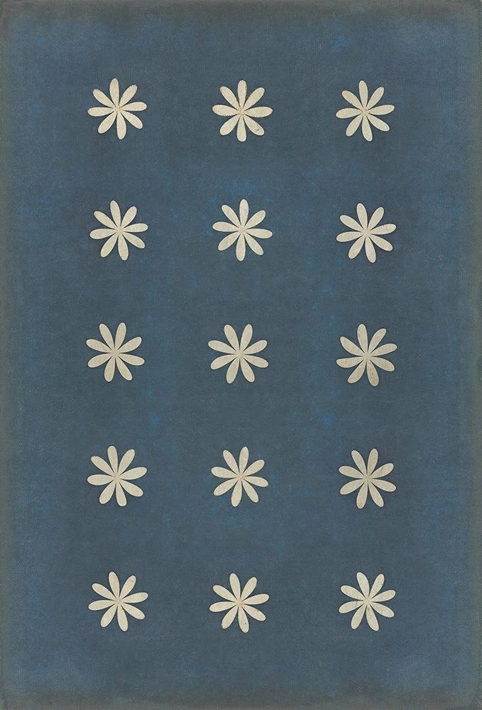 "Kibbutz" Blue Vinyl Rug; 38" x 56"