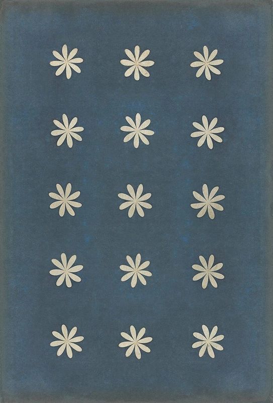 "Kibbutz" Blue Vinyl Rug; 38" x 56"