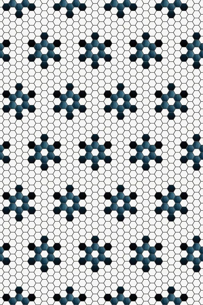 “C+H Vinyl Rug; Blue and White Tiles; 24" x 36"