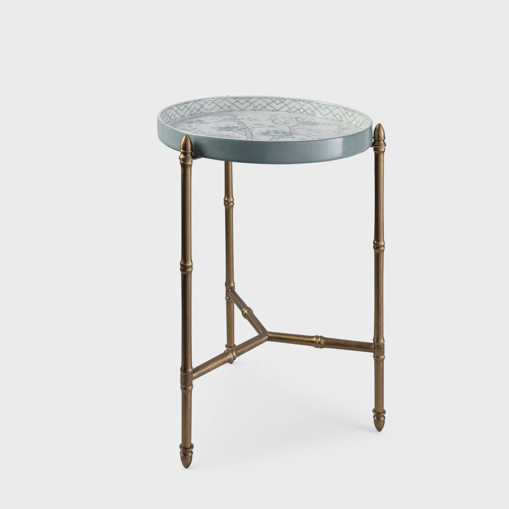 Jardin Green tray w/stand Brass1