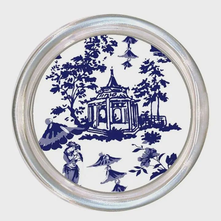 Chinoiserie Pagoda Coaster; Blue