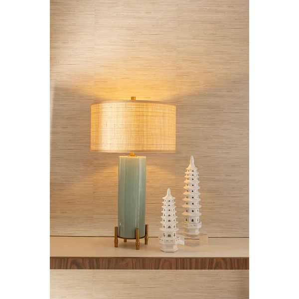 Boca Celadon Lamp; 32" With Shade