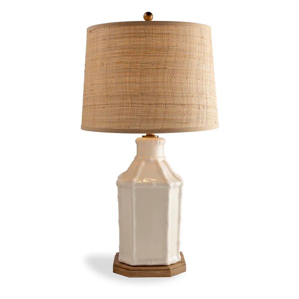 Chinoiserie Creme Lamp; Mango Wood; Shade 31" x 17"M