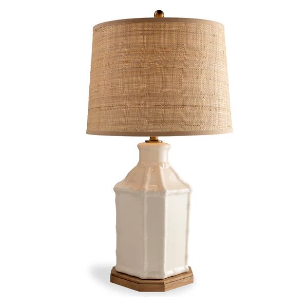 Chinoiserie Creme Lamp; Mango Wood; Shade 31" x 17"M