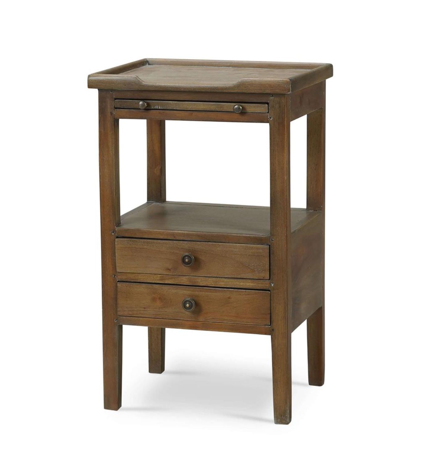 Eton 2 Drawer Side Table w/Pull Out Shelf; White