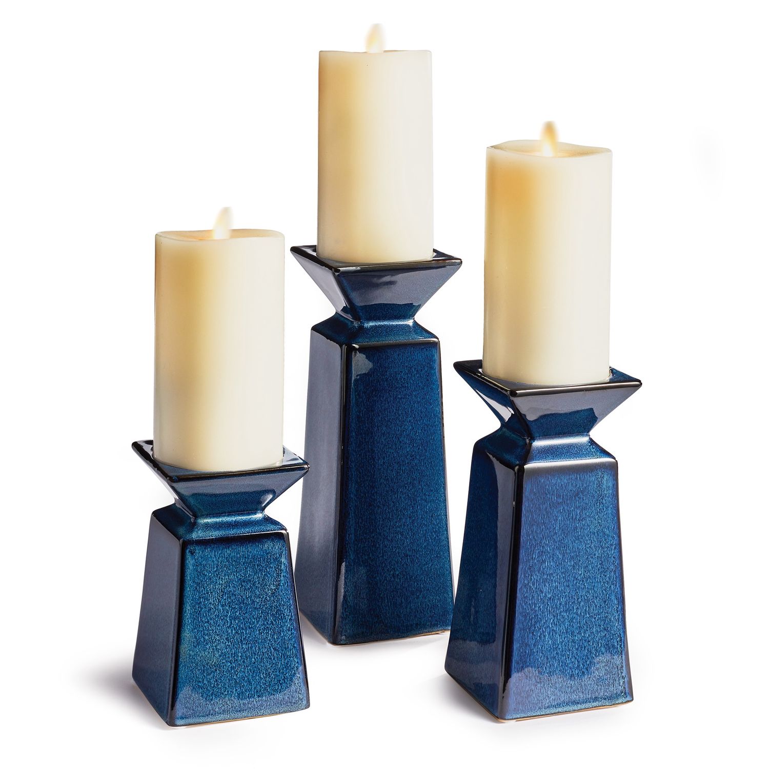 RILEE CANDLE STANDS, SET OF 3, BLUE