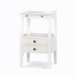 Eton 2 Drawer Side Table w/ Pull Out Shelf in Architectural White