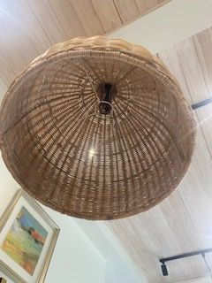 Rattan Pendant; White Wash